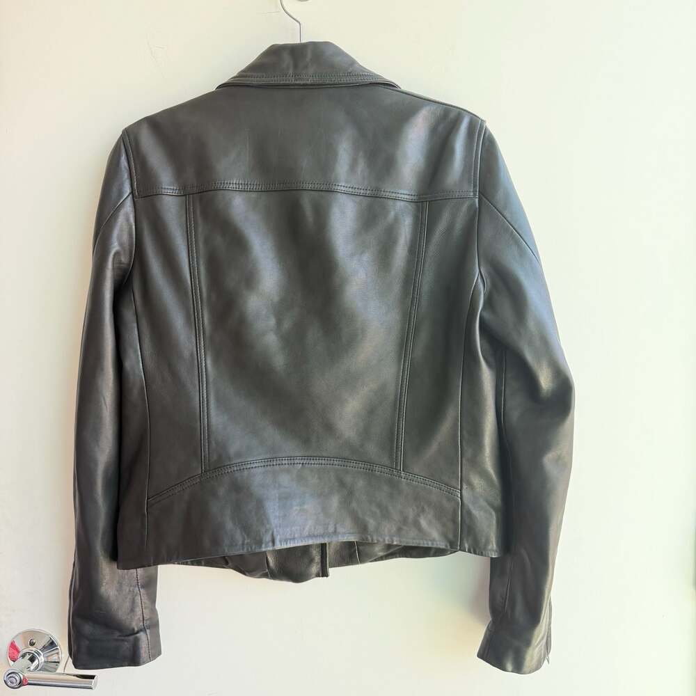 AllSaints Dalby Black Lamb Leather Biker Jacket - Picture 2 of 4